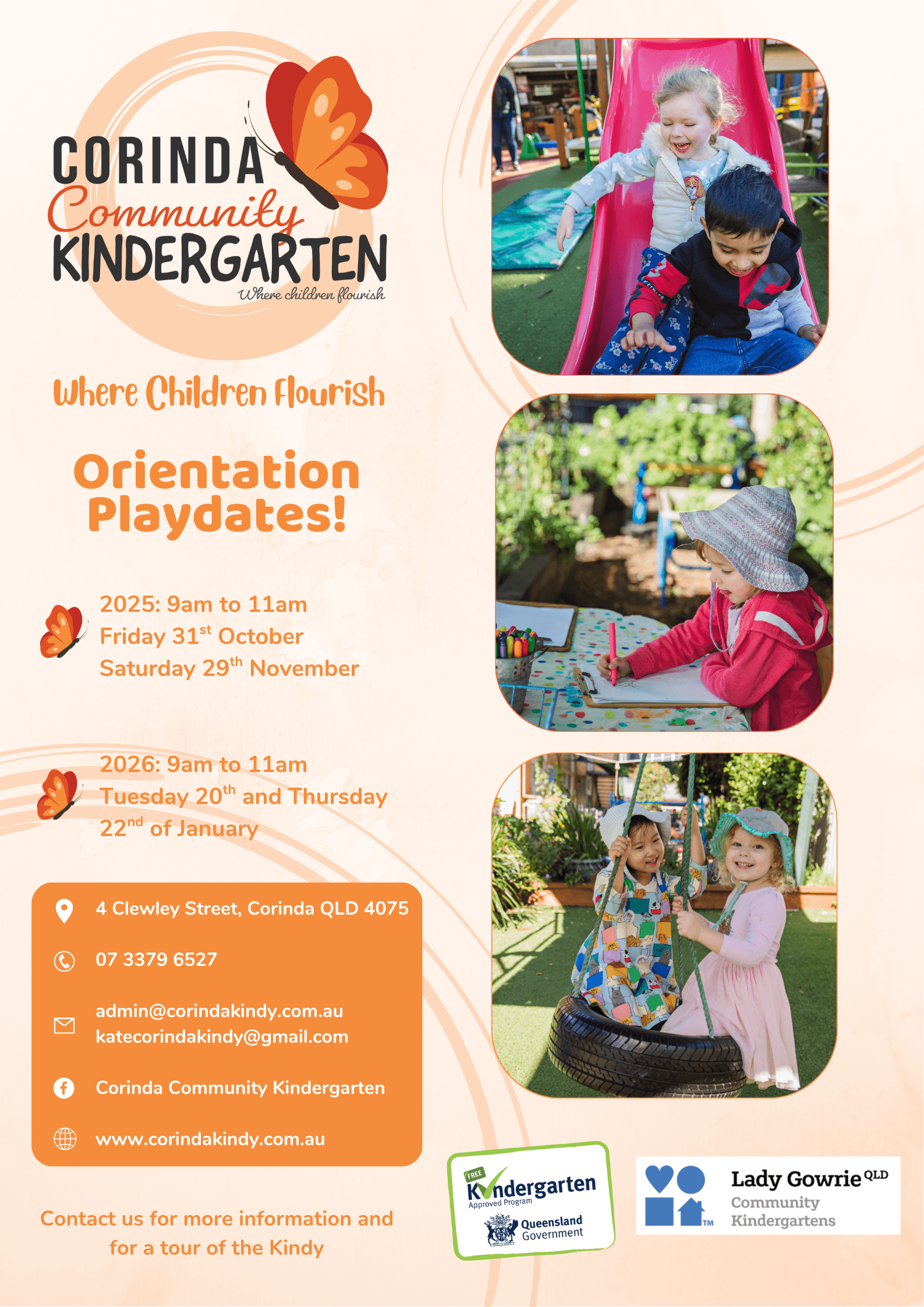 Orientation playdates for 2026 intake year.